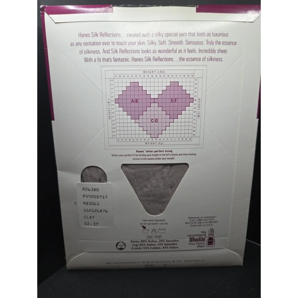 Hanes‎ Silk Reflections Pantyhose Size EF Style 717, Clay Control Top